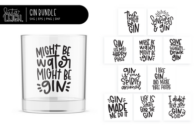 Gin Drinking Bundle | Hand Lettered Cut Files
