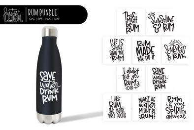 Rum Drinking Bundle | Hand Lettered Cut Files
