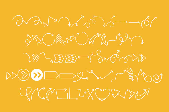 Arrowmoon a hand lettered font with Doodles