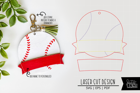 Baseball Laser Bag Tag Cut File | Christmas Ornament SVG