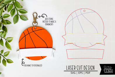 Basketball Laser Bag Tag Cut File | Christmas Ornament SVG