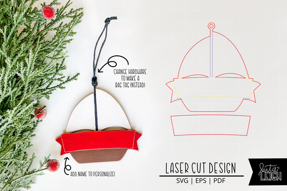 Boating Laser Bag Tag Cut File | Christmas Ornament SVG