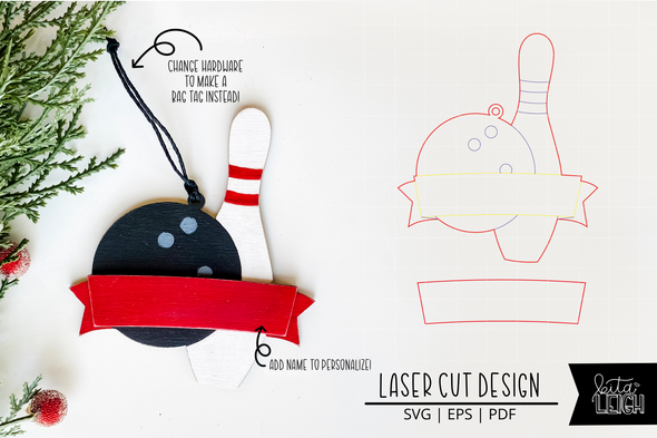 Bowling Laser Bag Tag Cut File | Christmas Ornament SVG