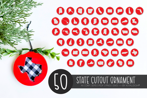 50 Laser State Cutout Design | Christmas Ornament SVG