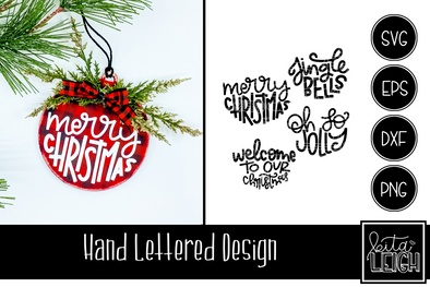 Christmas Hand Lettered Half Rounds Set 6