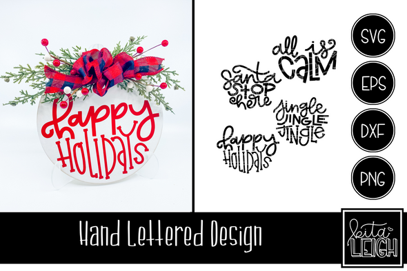 Christmas Hand Lettered Half Rounds Set 1