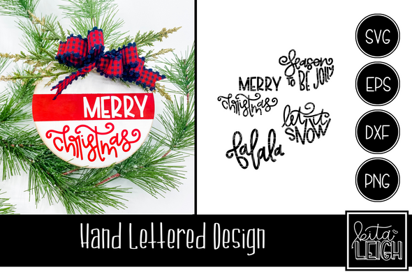 Christmas Hand Lettered Half Rounds Set 2