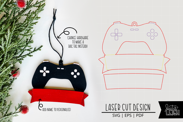 Gamer Laser Bag Tag Cut File | Christmas Ornament SVG