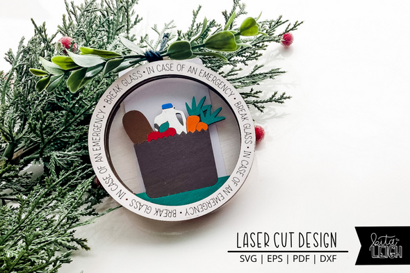 In Case of Emergency Break Glass | Grocery Christmas Ornament SVG