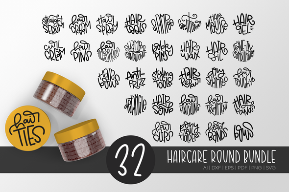 Hair Care Organization Hand Lettered Rounds