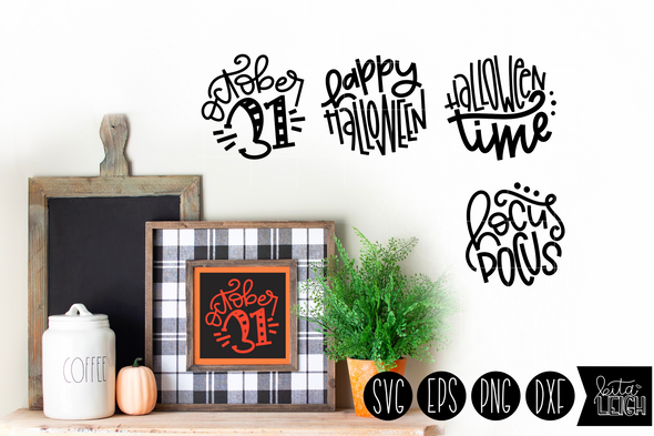 Halloween Set 3 Hand Lettered Rounds