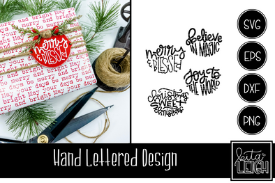 Christmas Hand Lettered Half Rounds Set 4