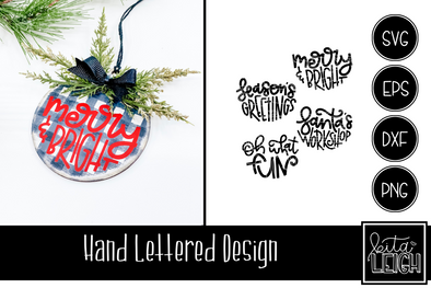 Christmas Hand Lettered Half Rounds Set 5