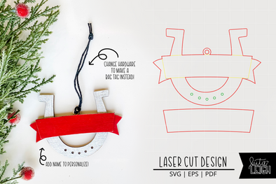 Horseshoes Laser Bag Tag Cut File | Christmas Ornament SVG