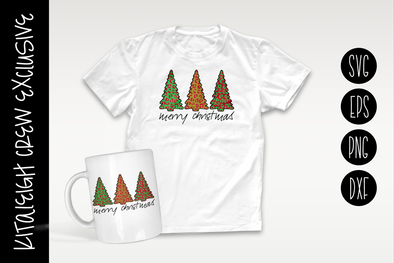 Merry Christmas Leopard Trees, Cut File