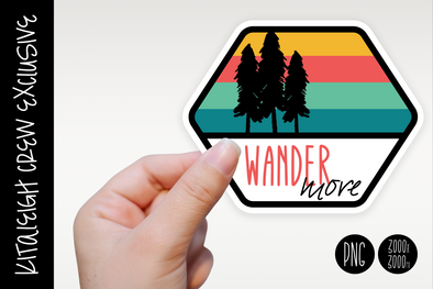 Wander More Sticker Design
