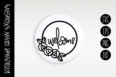 Welcome Sign Wreath, Cut File