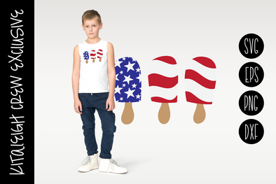 Three Popsicles Flag Cut File