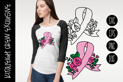 Floral Awareness Ribbon, Cut File