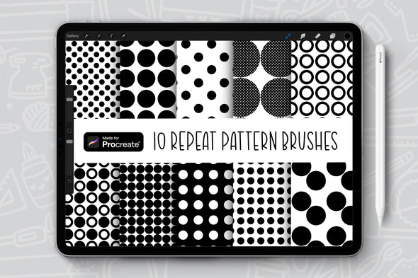 10 Dot Vibes Repeat Pattern Procreate Brush Bundle