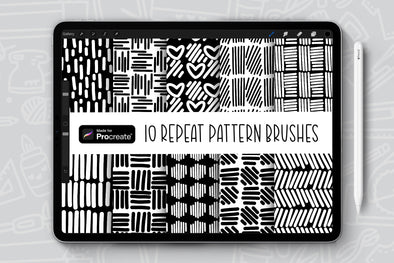 10 Organic Lines Repeat Pattern Procreate Brush Bundle