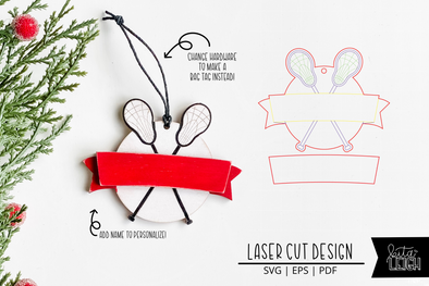 Lacrosse Laser Bag Tag Cut File | Christmas Ornament SVG