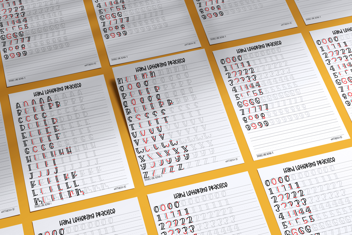 Basic Hand Lettering Double Double Lined Alpha Hand Lettering Practice Sheets – Kitaleigh LLC