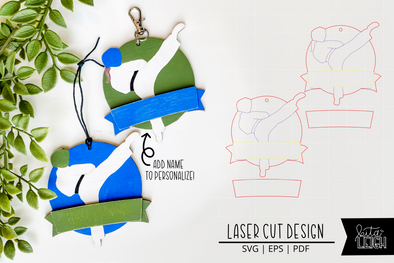 Martial Arts Laser Bag Tag Cut File | Christmas Ornament SVG