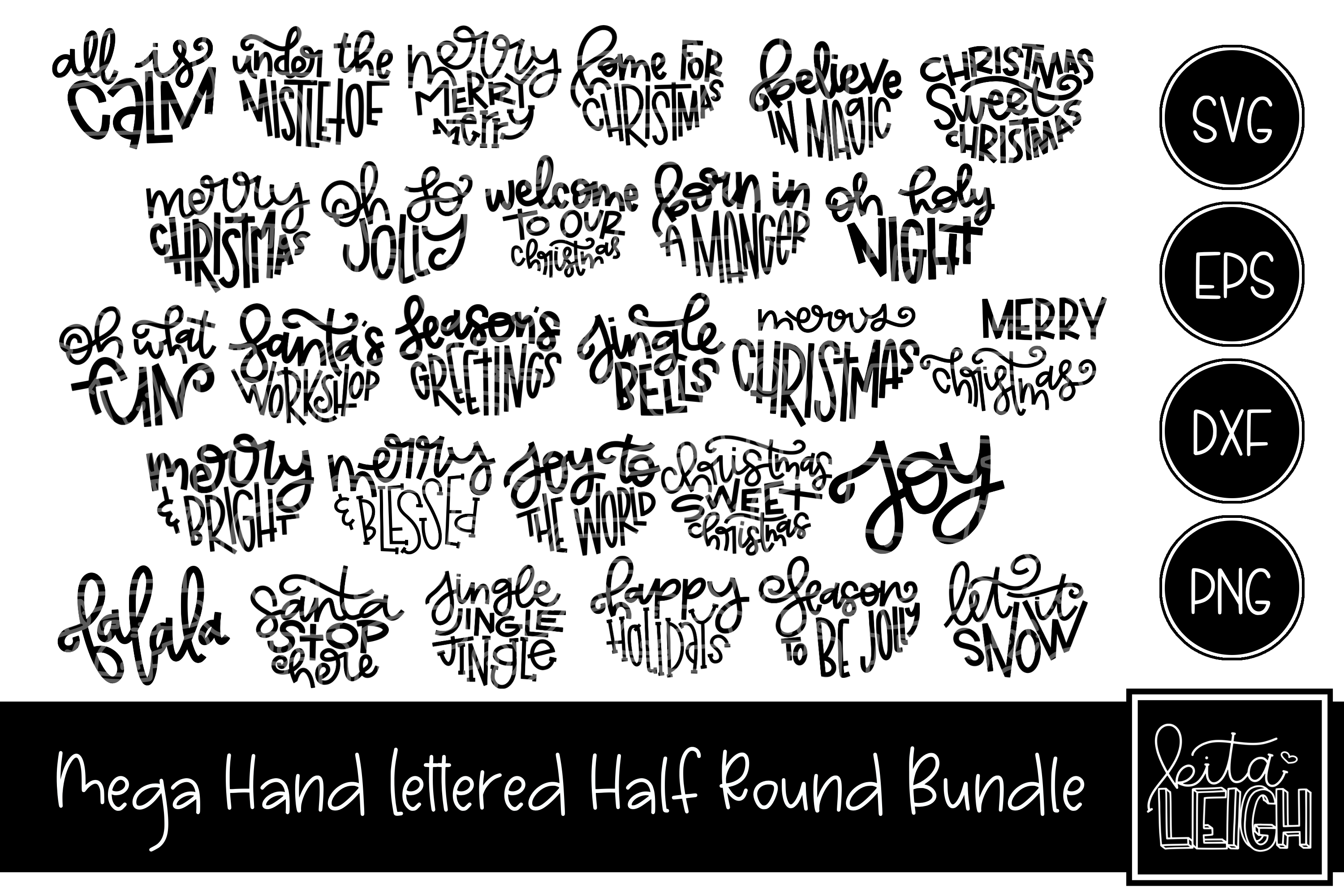 Mega Hand Lettered Christmas Half Round Bundle