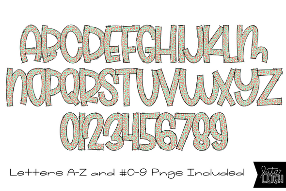 Mint Leopard Alphabet for Sublimation/Print