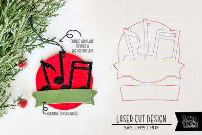 Music Laser Bag Tag Cut File | Christmas Ornament SVG