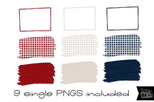 Patriotic Plaid Frame Elements for Sublimation/Print Backgrounds