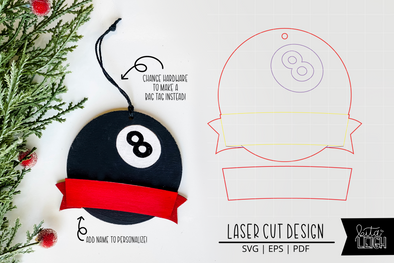 Pool Ball Laser Bag Tag Cut File | Christmas Ornament SVG