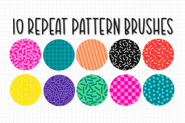 50 Brushes Eighties 80s Repeat Pattern Procreate Brush Bundle