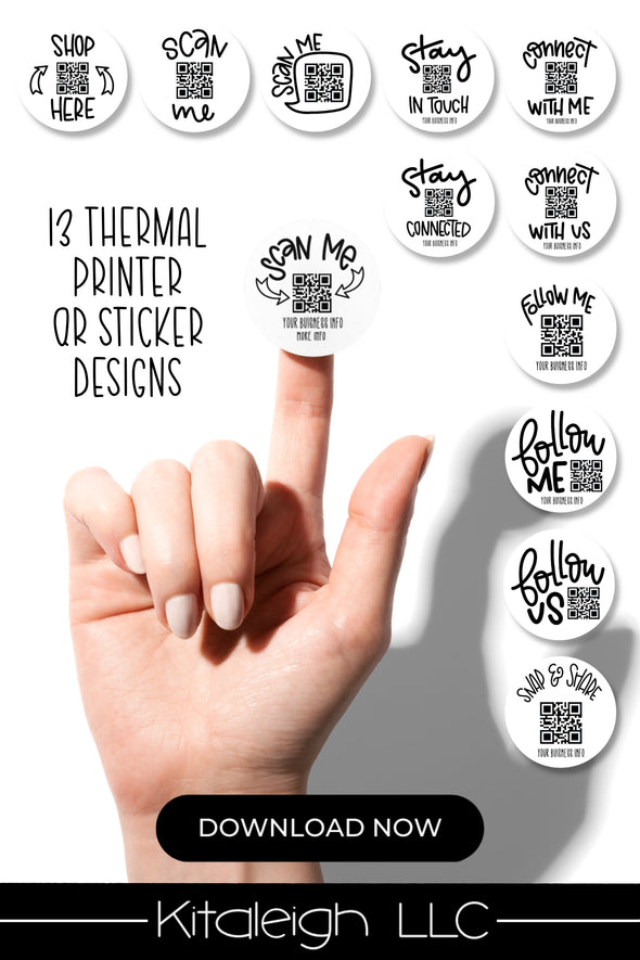 Circle Thermal Printer Stickers QR Code Bundle