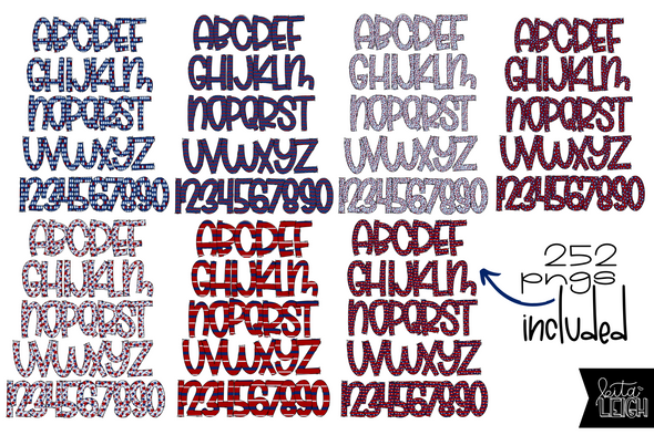 Red White and Blue Alphabet Bundle for Sublimation/Print