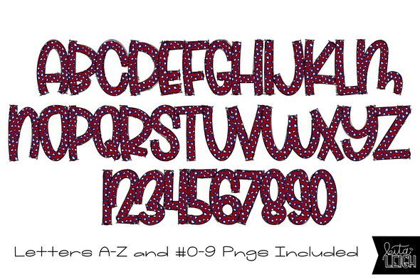 Red White and Blue Leopard Alphabet for Sublimation/Print