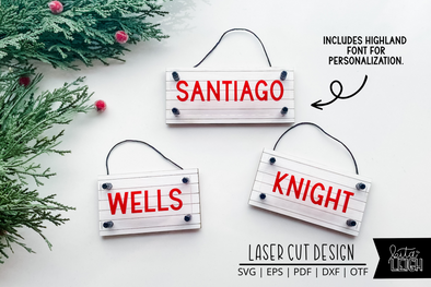 Stand off Rectangle Christmas Ornament With Font