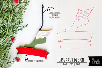 Runner Laser Bag Tag Cut File | Running Christmas Ornament SVG