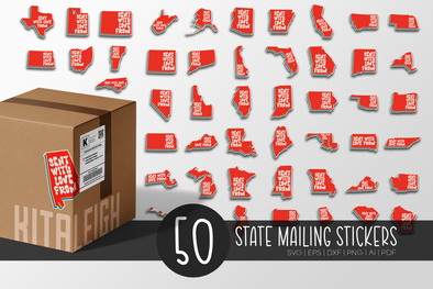 50 Sent with Love from States| Packaging Stickers