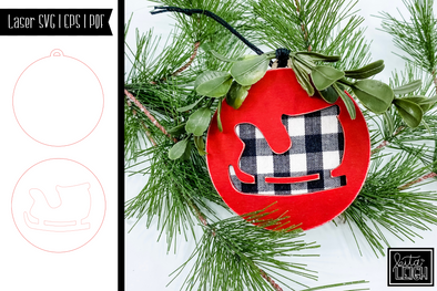 Laser Sleigh Gnome Cutout Christmas Ornament Design