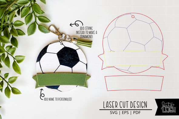Soccer Laser Bag Tag Cut File | Christmas Ornament SVG