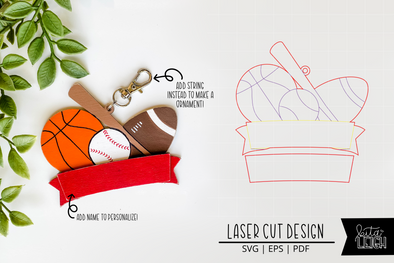 Sports Laser Bag Tag Cut File | Christmas Ornament SVG