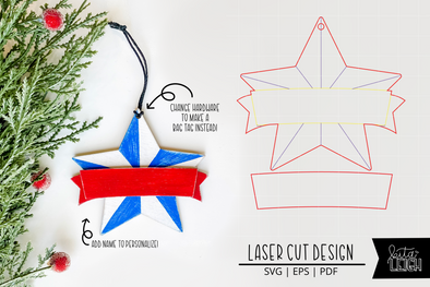 Star Laser Bag Tag Cut File | Christmas Ornament SVG