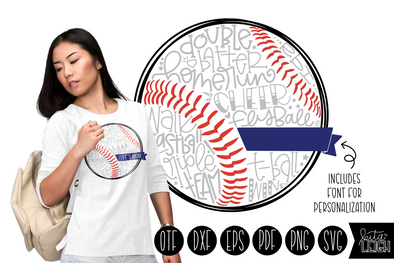T-Ball Hand Lettered Ball with Font for Personalization SVG