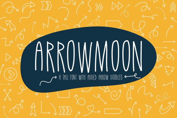Arrowmoon a hand lettered font with Doodles
