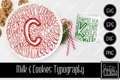 Christmas Milk and Cookies Typography Bundle