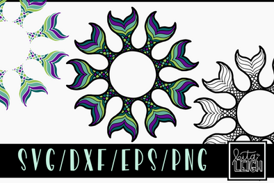 Mermaid Mandala SVG Cut File and PNG Sublimation File-2