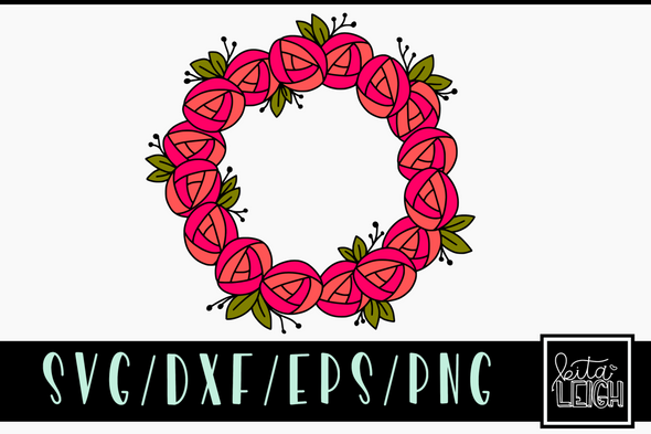 Full Rose Wreath SVG Cut File and PNG Sublimation File