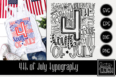 4th Fourth of July Typography SVG